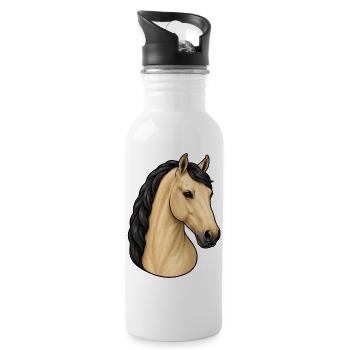 Isabella Lusitano Horse Portrait - Water bottle with straw - white - Right