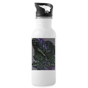 Biomechanical Organic Cyber Sigilism Art - Water bottle with straw - white - Right