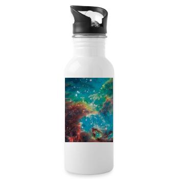 Cosmic Nebula Color Explosion - Water bottle with straw - white - Right