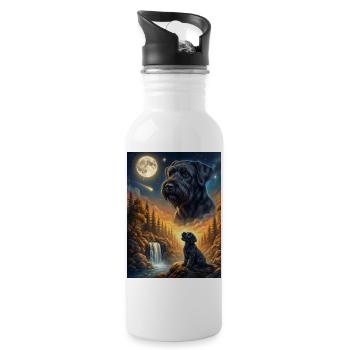 Hurlant au mème de la lune, chien Schnauzer géant - Gourde avec paille intégrée - blanc - Droite