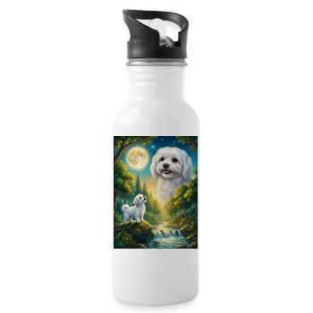 Hurler vers la Lune Mème Dog Maltese - Gourde avec paille intégrée - blanc - Droite