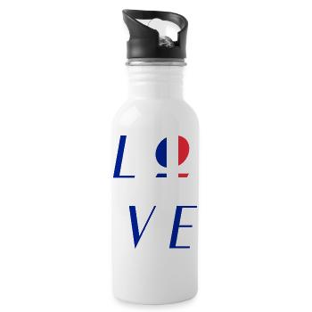 France Frankreich Trikolore Logo - Trinkflasche mit integriertem Trinkhalm - Weiß - Rechts
