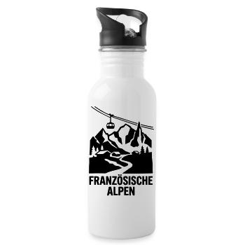 Französische Alpen - Trinkflasche mit integriertem Trinkhalm - Weiß - Rechts