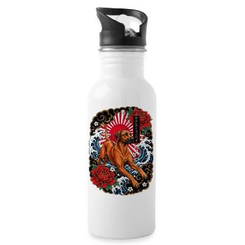 Rhodesian Ridgeback im Japan Tattoo Stil - Trinkflasche mit integriertem Trinkhalm - Weiß - Rechts