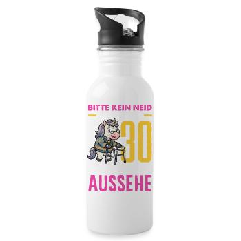 Mit 30 Noch So Gut Aussehe - Trinkflasche mit integriertem Trinkhalm - Weiß - Rechts