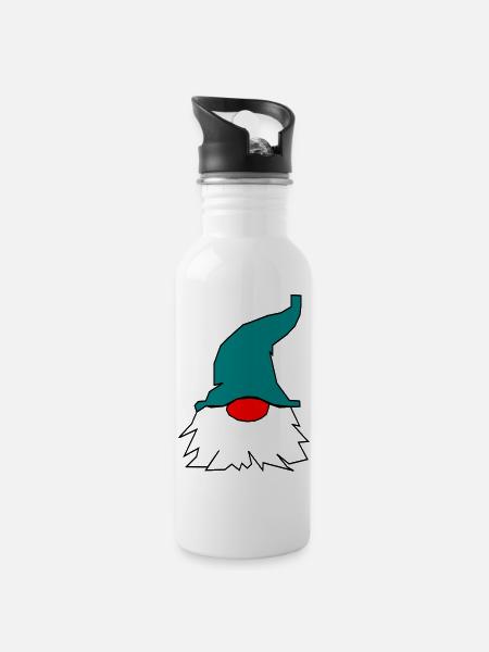 blauer_wichtel_21 - Water bottle with straw - white