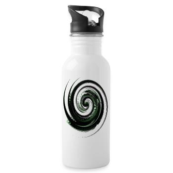 Art néon tourbillonnant en spirale verte - Gourde avec paille intégrée - blanc - Droite