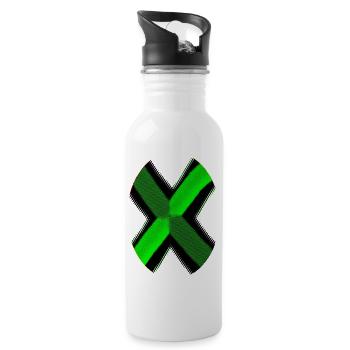 Neon X Pattern Green Black - Water bottle with straw - white - Right