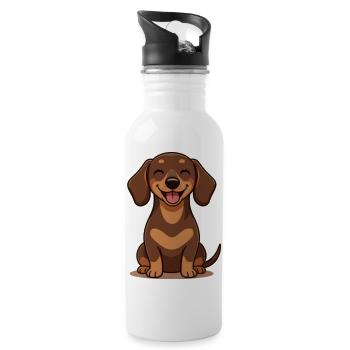 Chemise sourire en dessin animé Teckel mignon - Gourde avec paille intégrée - blanc - Droite