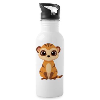 Cute Baby Meerkat - Water bottle with straw - white - Right