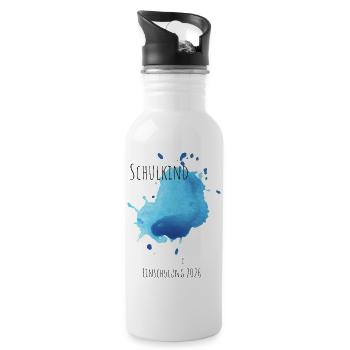Schulkind Einschulung 2026 personalisierbar - Trinkflasche mit integriertem Trinkhalm - Weiß - Rechts