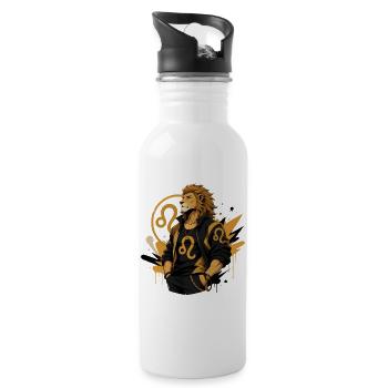 Leo Man – Astrology Gift - Water bottle with straw - white - Right
