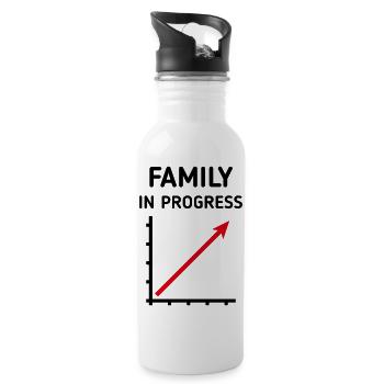 Family In Progress (Schwanger / Eltern / 2C) - Trinkflasche mit integriertem Trinkhalm - Weiß - Rechts