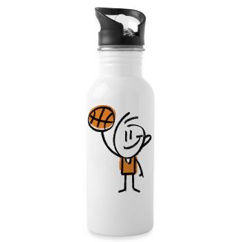Basketball Basketballer - Trinkflasche mit integriertem Trinkhalm - Weiß - Rechts