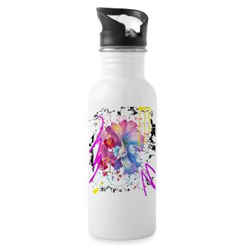 Fische-Frau – Astrologiegeschenk - Trinkflasche mit integriertem Trinkhalm - Weiß - Rechts