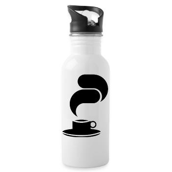 Black Coffee Mug – Minimalist Illustration - Water bottle with straw - white - Right