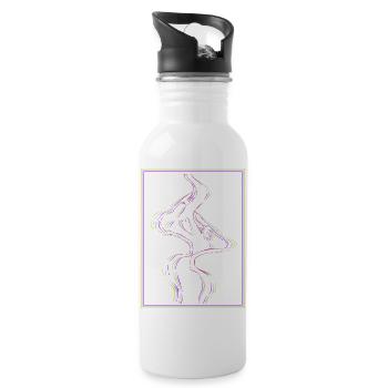 Kissing mouths in rainbow frame - Water bottle with straw - white - Right