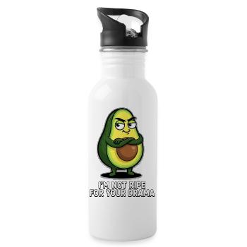Avocado "i'm not ripe for your drama" - Water bottle with straw - white - Right