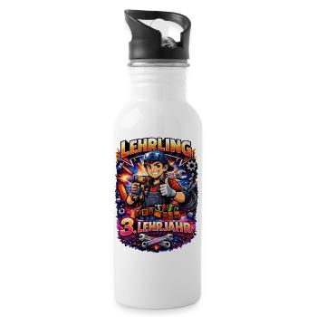3. Lehrjahr - Ich kann es. - Trinkflasche mit integriertem Trinkhalm - Weiß - Rechts