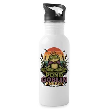 Yoga Frog Meditation Yoga Frog Pilates Frog - Water bottle with straw - white - Right