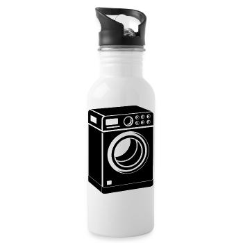 Waschmaschine - Trinkflasche mit integriertem Trinkhalm - Weiß - Rechts