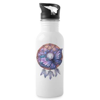 Traumfänger mit Schmetterling Galaxy Traum Kunst - Trinkflasche mit integriertem Trinkhalm - Weiß - Rechts