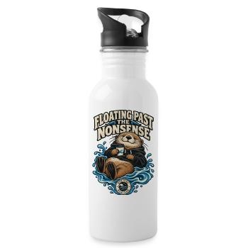 RobVibe Wild Club – Otter Past the Nonsense - Trinkflasche mit integriertem Trinkhalm - Weiß - Rechts