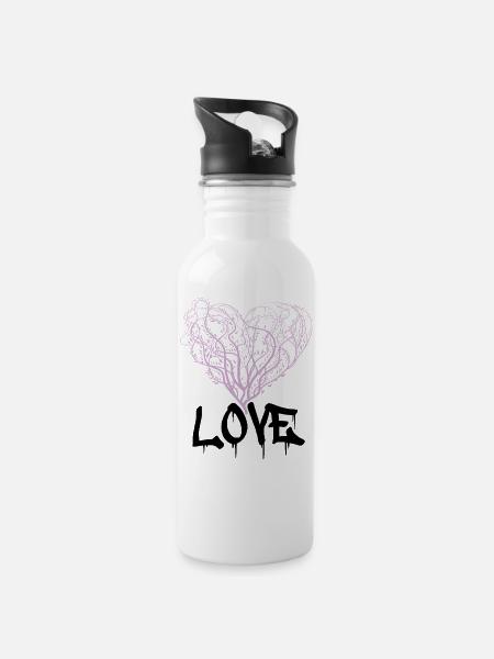 grafittitree - Trinkflasche mit integriertem Trinkhalm - Weiß