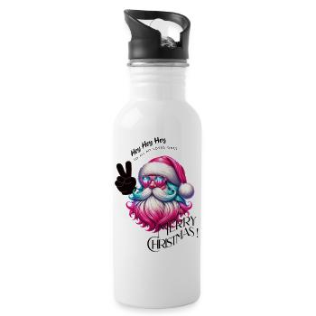 Weihnachtsmann - Fröhliche Weihnachten - Design3 - Trinkflasche mit integriertem Trinkhalm - Weiß - Rechts
