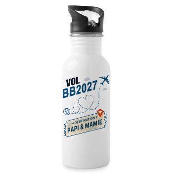 Flug BB2027 Ziel Opa und Großmutter - Trinkflasche mit integriertem Trinkhalm - Weiß - Rechts