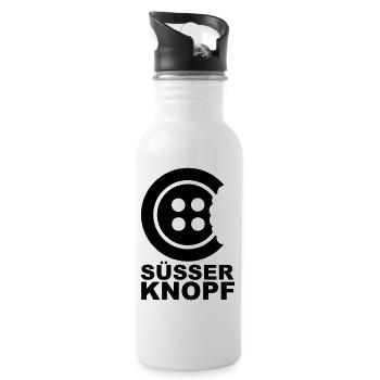 Süsser Knopf - Trinkflasche mit integriertem Trinkhalm - Weiß - Rechts