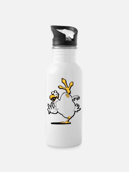 kung_fu_chicken - Water bottle with straw - white