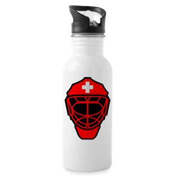 Hockey Goalie Maske Schweiz - Trinkflasche mit integriertem Trinkhalm - Weiß - Rechts