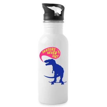 t-rex skater - Trinkflasche mit integriertem Trinkhalm - Weiß - Rechts