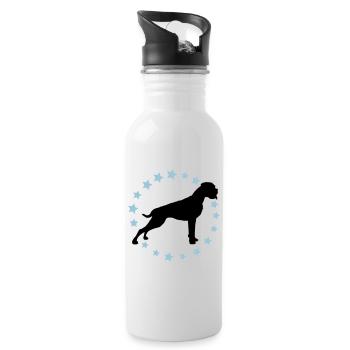 Boxer Sternenkreis 2 farb - Trinkflasche mit integriertem Trinkhalm - Weiß - Rechts