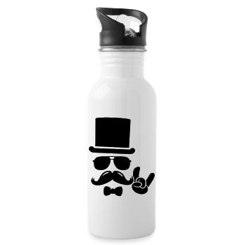 Retro Hipster Moustache Bräutigam t-shirts - Trinkflasche mit integriertem Trinkhalm - Weiß - Rechts