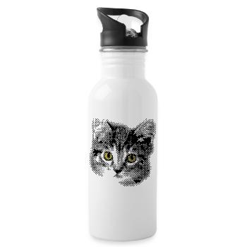 Katzenbaby mit gelben Augen - Trinkflasche mit integriertem Trinkhalm - Weiß - Rechts