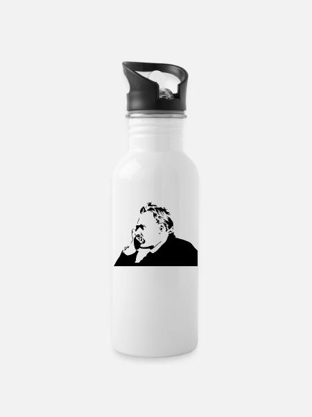 nietsche stencil - Gourde avec paille intégrée - blanc