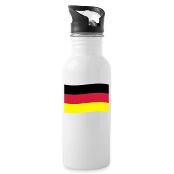 Deutschland Fahne Flagge Deutschlandfahne - Trinkflasche mit integriertem Trinkhalm - Weiß - Rechts