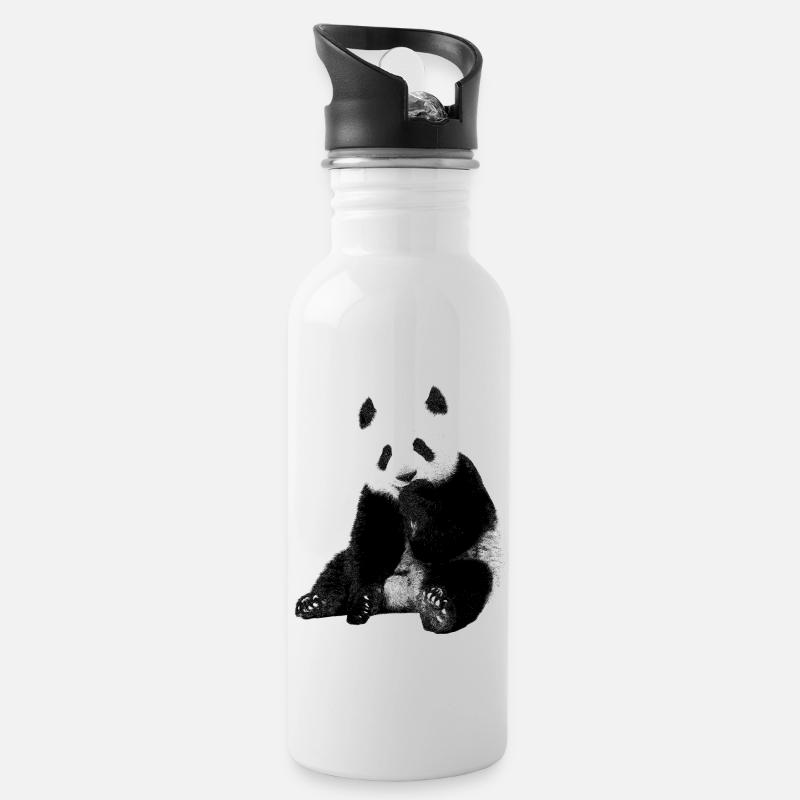 panda - Trinkflasche mit integriertem Trinkhalm - Weiß