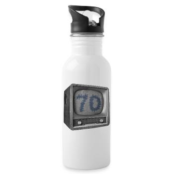 Geburtstag - 70 Jahre - TV - Trinkflasche mit integriertem Trinkhalm - Weiß - Rechts