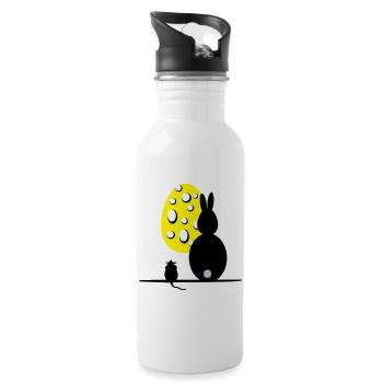 Mäuseosterei - Trinkflasche mit integriertem Trinkhalm - Weiß - Rechts