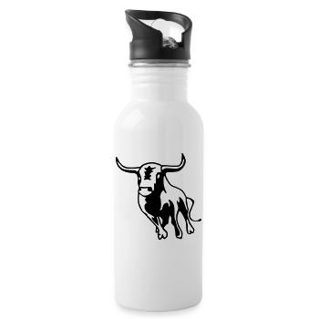 Stier,Torero,Bulle,Matador, - Trinkflasche mit integriertem Trinkhalm - Weiß - Rechts
