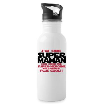 j'ai une super maman - Gourde avec paille intégrée - blanc - Droite