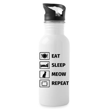 EAT SLEEP MEOW REPEAT - Water bottle with straw - white - Right