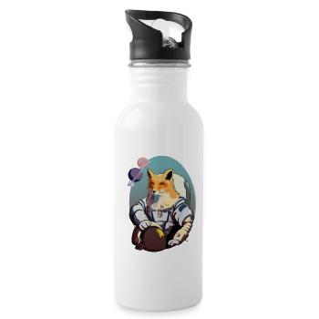 Fuchs Astronaut - Trinkflasche mit integriertem Trinkhalm - Weiß - Rechts