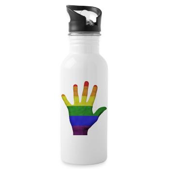 main LGBT PRIDE - Gourde avec paille intégrée - blanc - Droite