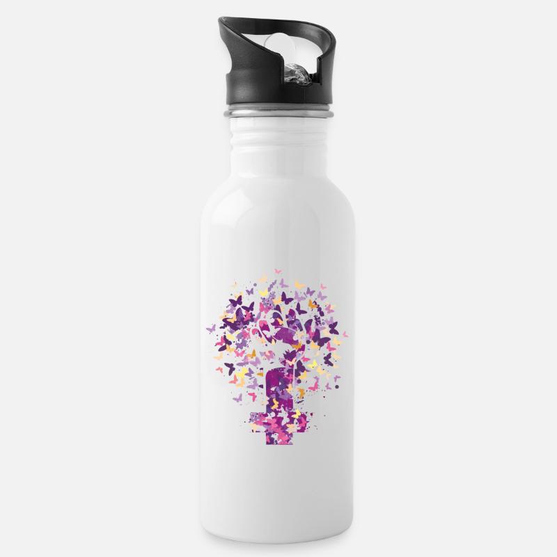 Fem Symbol support Feminism unterstützt Feminismus - Trinkflasche mit integriertem Trinkhalm - Weiß