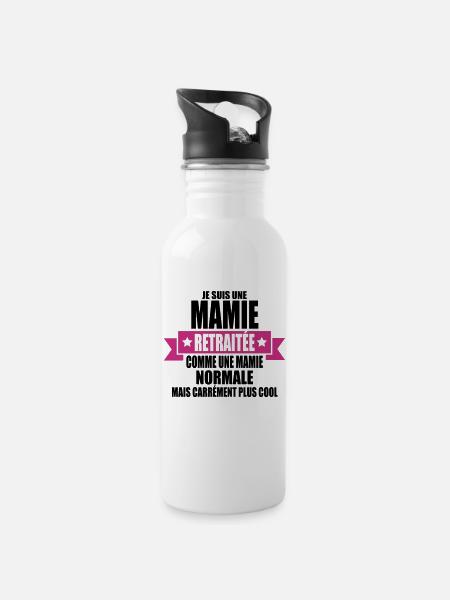 je suis une mamie retraitée - Gourde avec paille intégrée - blanc