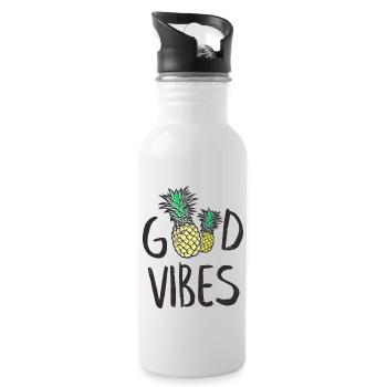 good vibes_v1 - Trinkflasche mit integriertem Trinkhalm - Weiß - Rechts